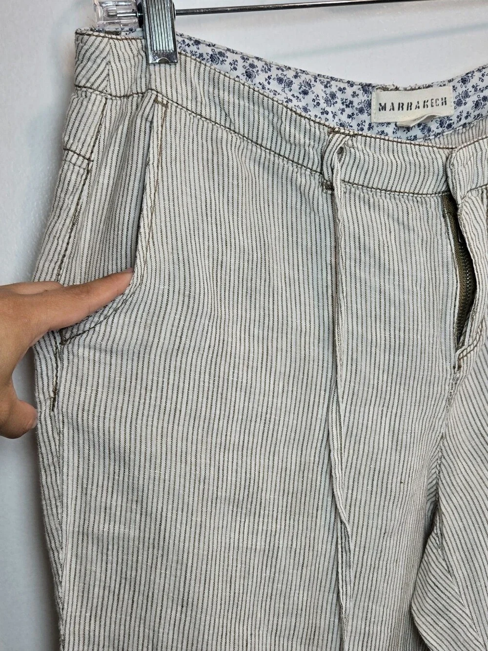 100% Linen Antropologie, Marrakech Cropped Paden Linen Trousers Pants Size 28 - Picture 4 of 12